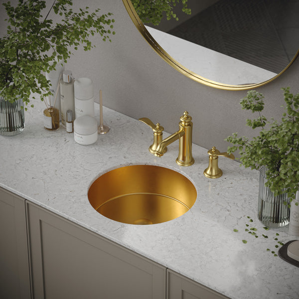 15-3/4" Undermount Stainless Steel Bathroom Sink In Gold