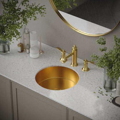15-3/4" Undermount Stainless Steel Bathroom Sink In Gold