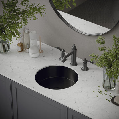 15-3/4" Undermount Stainless Steel Bathroom Sink In Gunmetal Grey