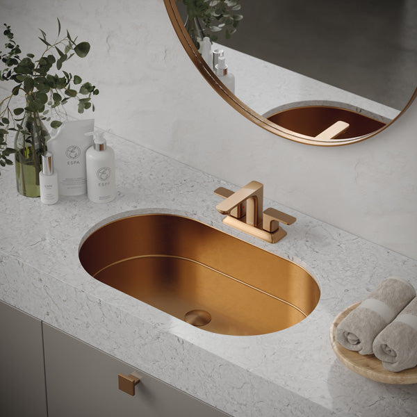 27-1/2" Undermount Stainless Steel Bathroom Sink In Brushed Copper