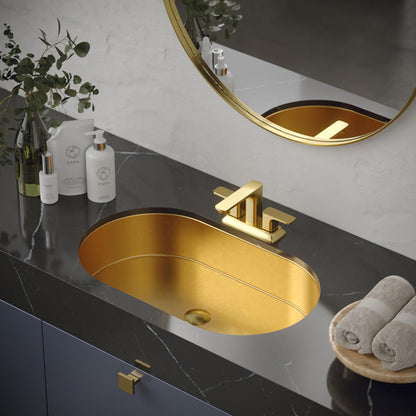 27-1/2" Undermount Stainless Steel Bathroom Sink In Gold