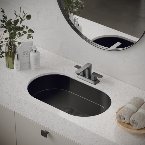 27-1/2" Undermount Stainless Steel Bathroom Sink In Gunmetal Grey