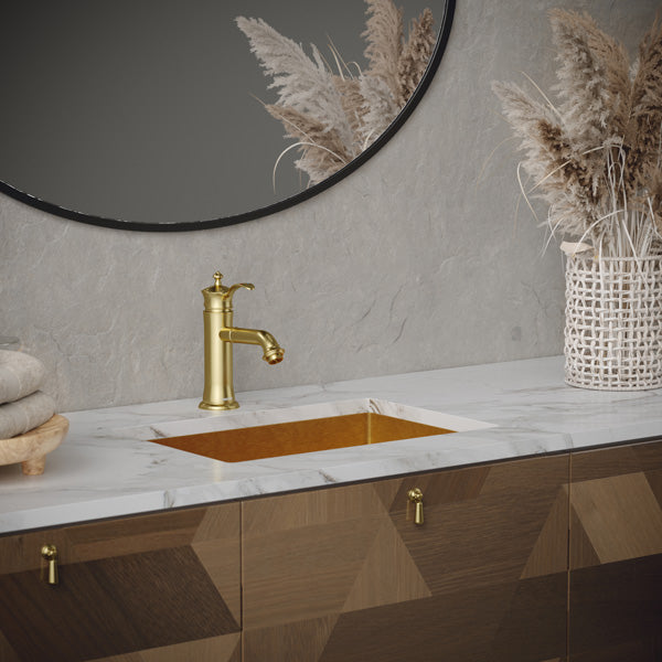 21-5/8" Undermount Stainless Steel Bathroom Sink In Gold