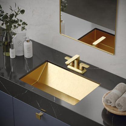 23-5/8" Undermount Stainless Steel Bathroom Sink In Gold