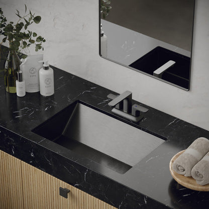 23-5/8" Undermount Stainless Steel Bathroom Sink In Gunmetal Grey