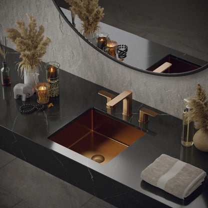 15-3/4" Undermount Stainless Steel Bathroom Sink In Brushed Copper"