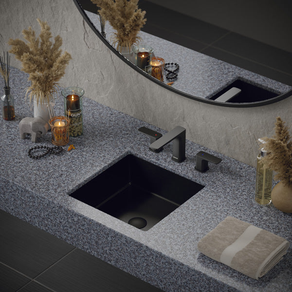 15-3/4" Undermount Stainless Steel Bathroom Sink In Gunmetal Grey