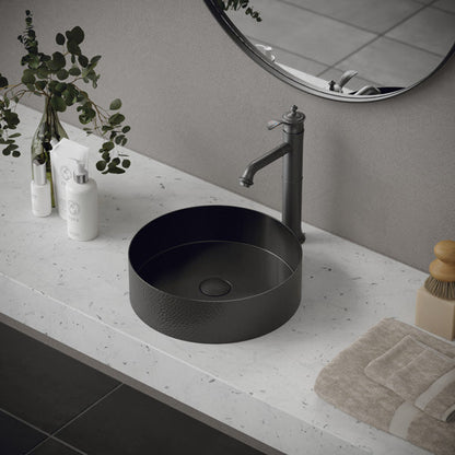15" Vessel Stainless Steel Bathroom Sink In Gunmetal Grey