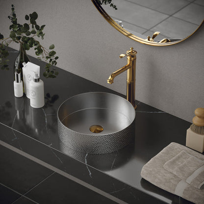 15" Vessel Stainless Steel Bathroom Sink In Stainless Steel