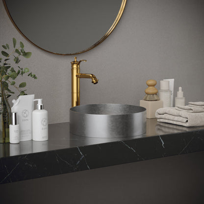 14-1/4" Vessel Stainless Steel Bathroom Sink In Stainless Steel