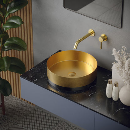 15-3/4" Vessel Stainless Steel Bathroom Sink In Gold & Gunmetal Grey