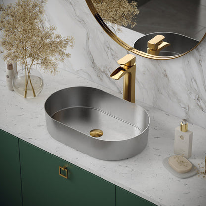 21-5/8" Vessel Stainless Steel Bathroom Sink In Stainless Steel