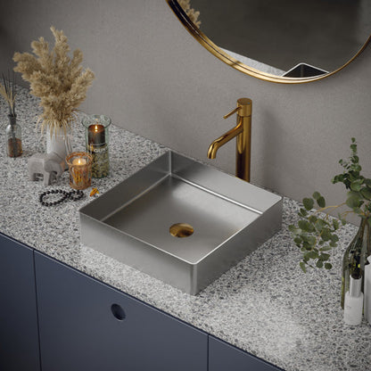 15-3/4" Vessel Stainless Steel Bathroom Sink In Stainless Steel