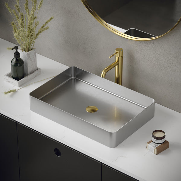 23-5/8" Vessel Stainless Steel Bathroom Sink In Stainless Steel