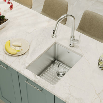 Elite 15" Undermount 16 Gauge Single Bowl Stainless Steel Kitchen Sink with Accessories