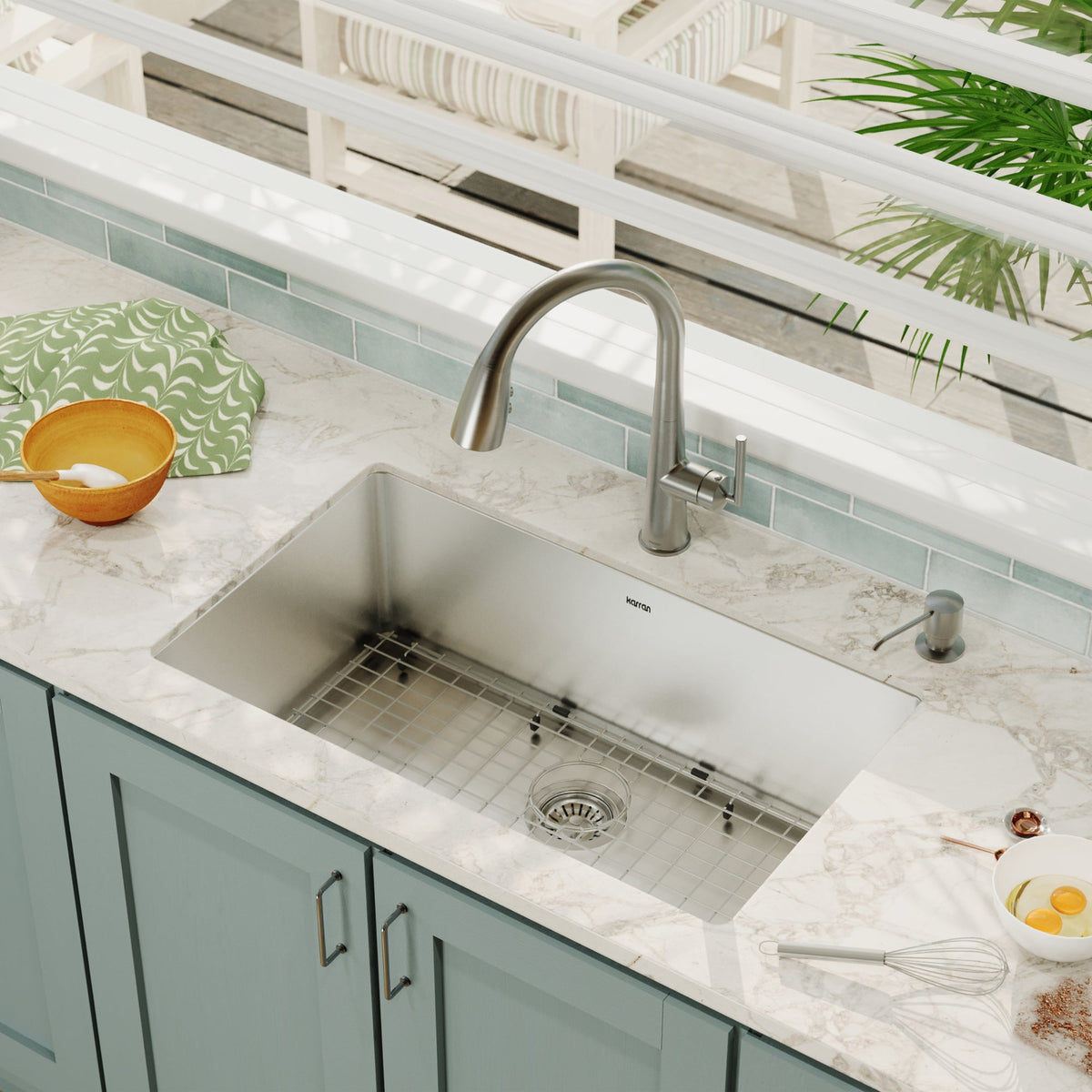 Elite 30" Undermount 16 Gauge Single Bowl Stainless Steel Kitchen Sink with Accessories