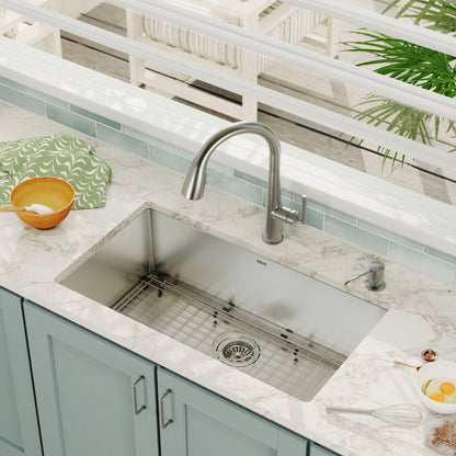Elite 32" Undermount 16 Gauge Single Bowl Stainless Steel Sink with Accessories