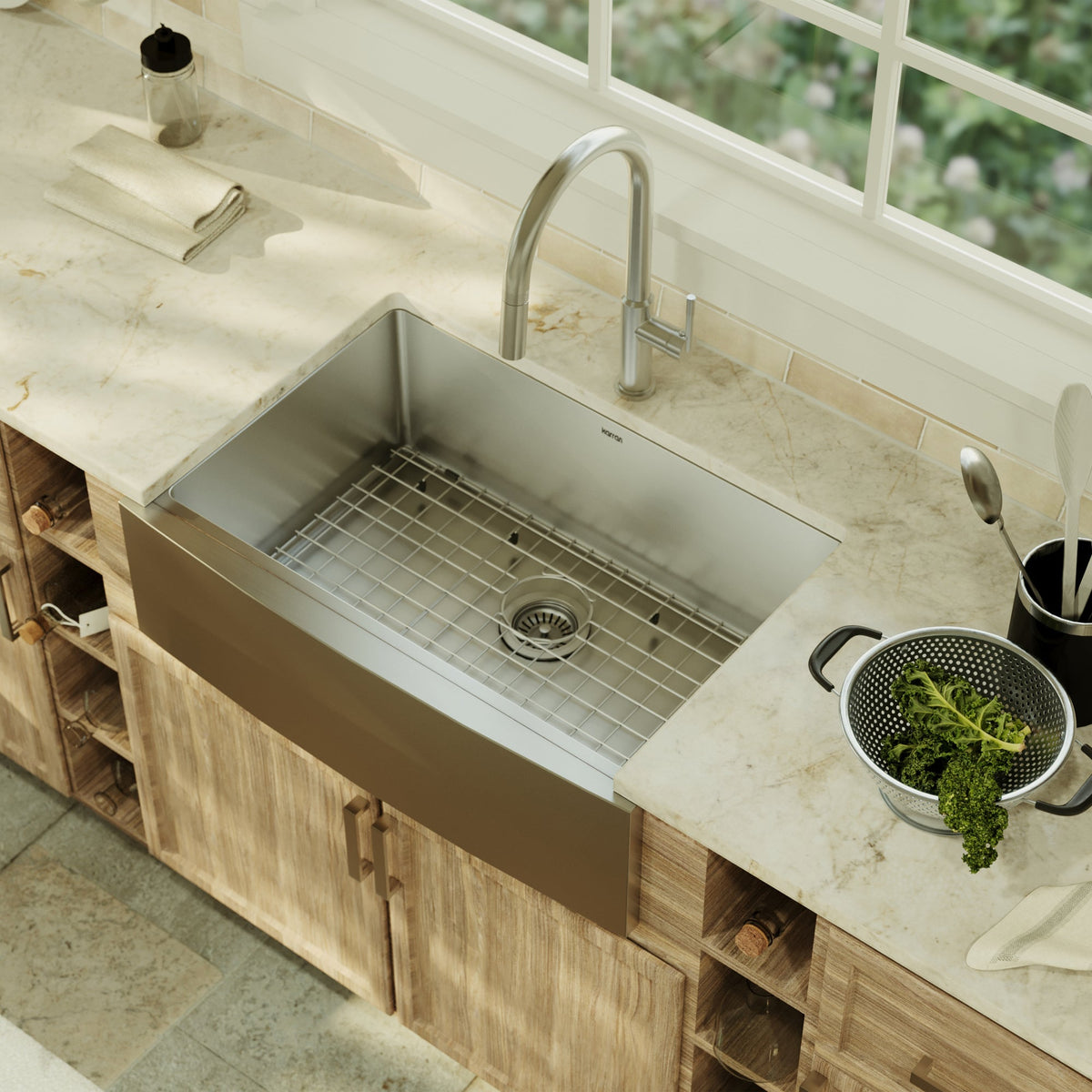 30" Farmhouse Large Single Bowl Stainless Steel Kitchen Sink Kit