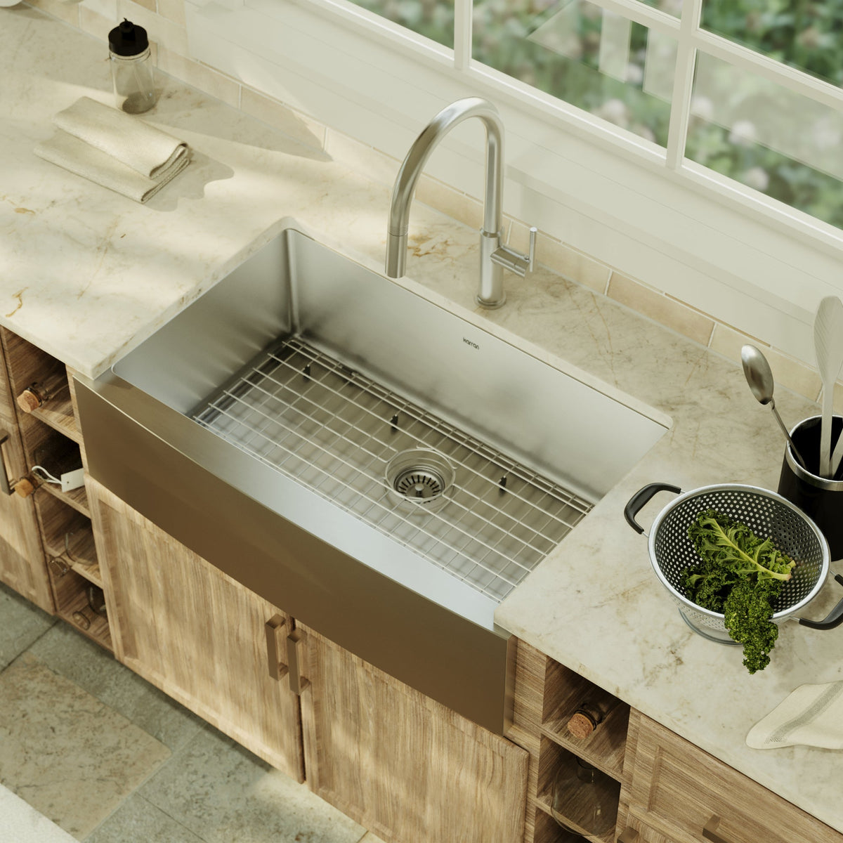 33" Farmhouse Large Single Bowl Stainless Steel Kitchen Sink Kit