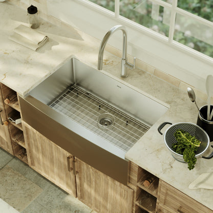 33" Farmhouse Large Single Bowl Stainless Steel Kitchen Sink Kit