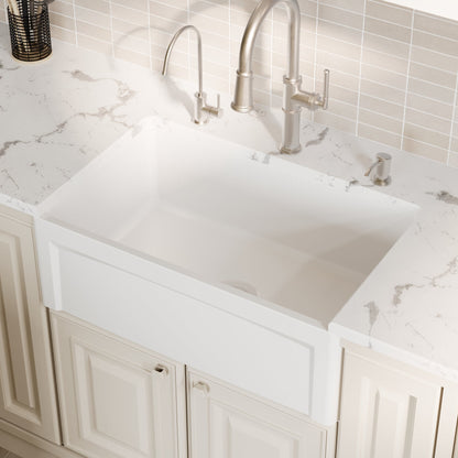 Fireclay 30" Reversible Apron Front Single Bowl Kitchen Sink In White