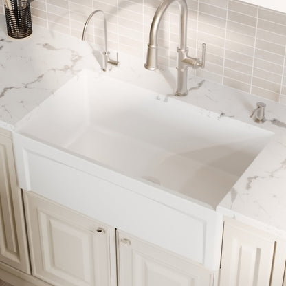 Fireclay 33" Reversible Apron Front Single Bowl Kitchen Sink In White