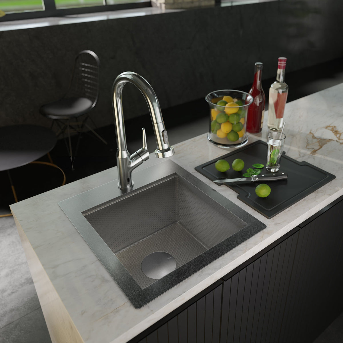 Matrix 17" Top Mount Workstation 16 Gauge Single Bowl Stainless Steel Sink with Accessories