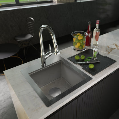 Matrix 17" Top Mount Workstation 16 Gauge Single Bowl Stainless Steel Sink with Accessories
