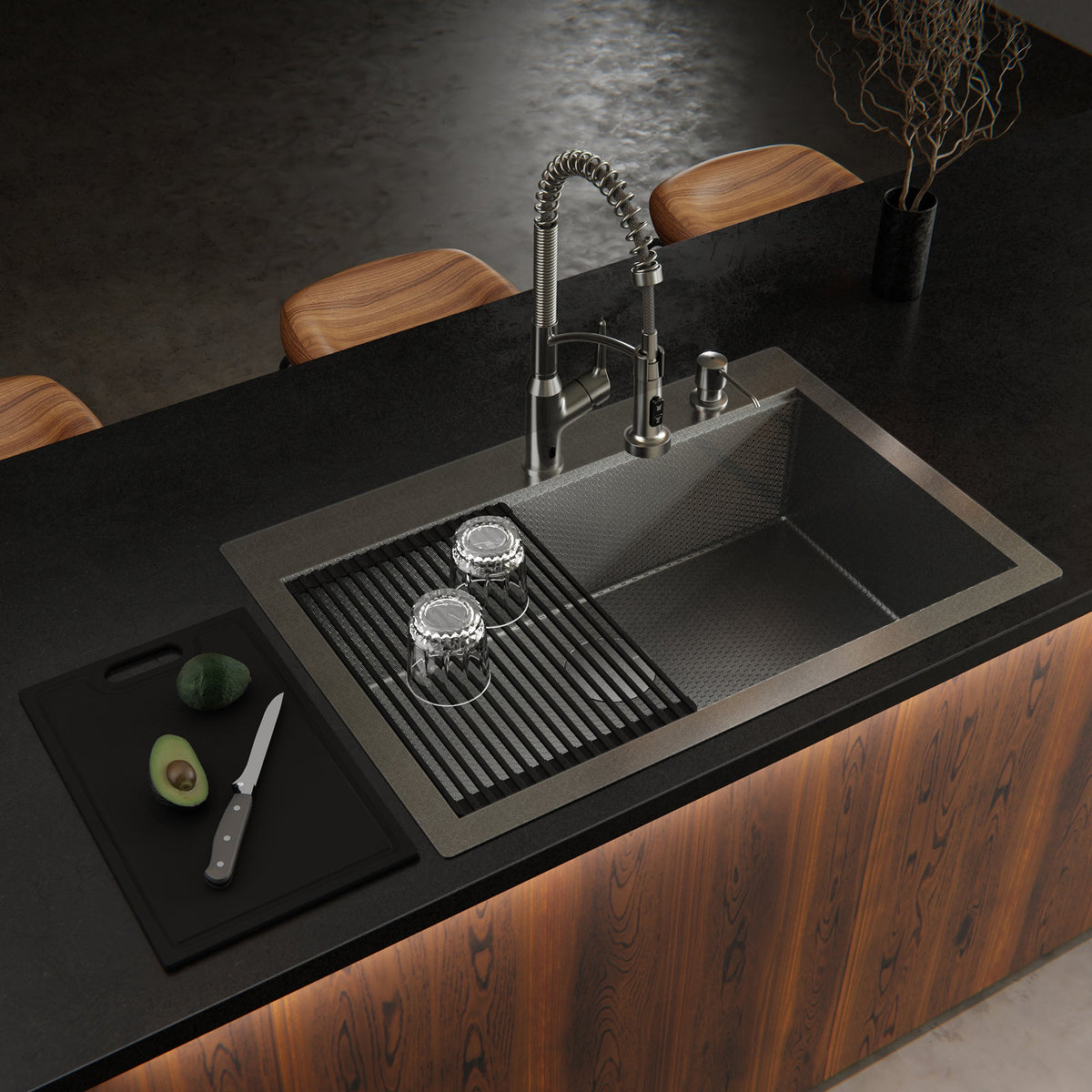 Matrix 33" Top Mount Workstation 16 Gauge Single Bowl Stainless Steel Kitchen Sink with Accessories