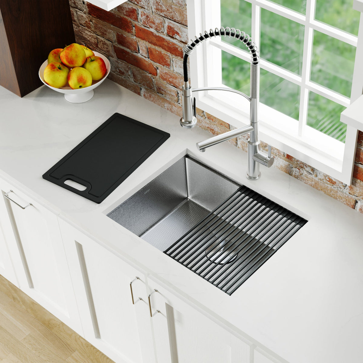 Matrix 24" Undermount Workstation 16 Gauge Single Bowl Stainless Steel Kitchen Sink with Accessories
