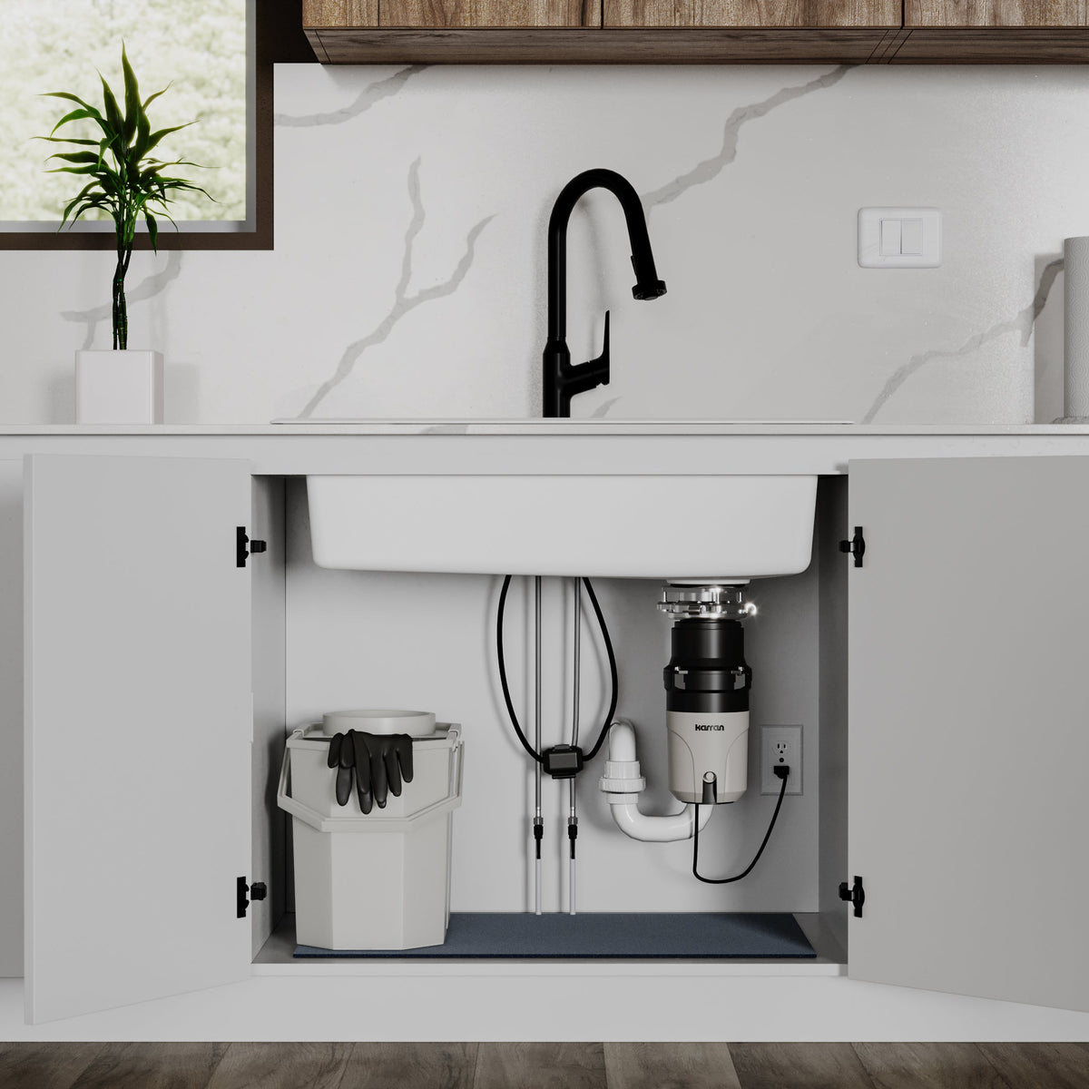 1/3 HP Continuous Feed Garbage Disposal for Kitchen Sinks with Power Cord and Accessories Included