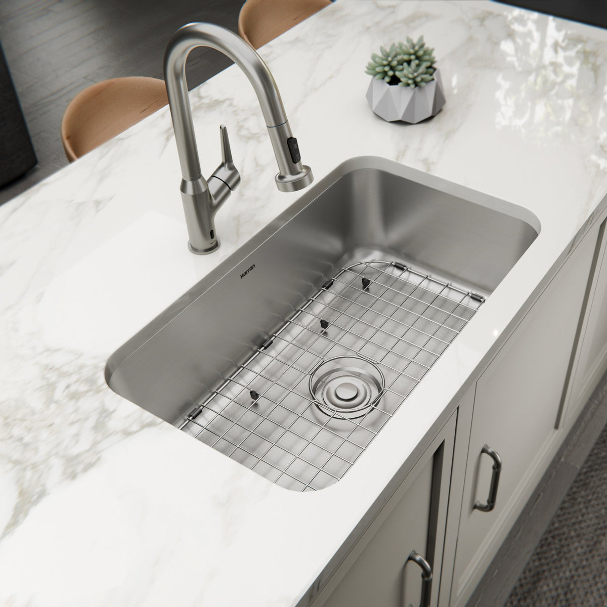 Profile 30" Undermount 18 Gauge Single Bowl Stainless Steel Kitchen Sink with Accessories