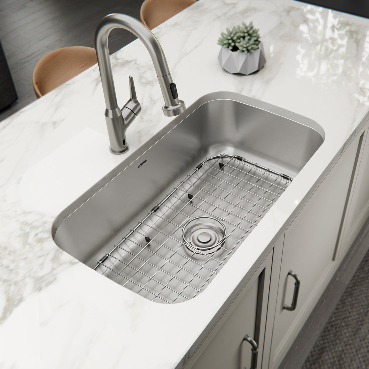 Profile 32" Undermount 18 Gauge Single Bowl Stainless Steel Kitchen Sink with Accessories