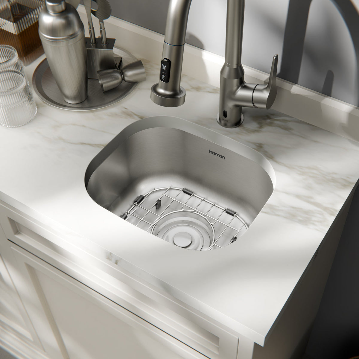 Profile 15" Undermount 18 Gauge Single Bowl Stainless Steel Kitchen Sink with Accessories