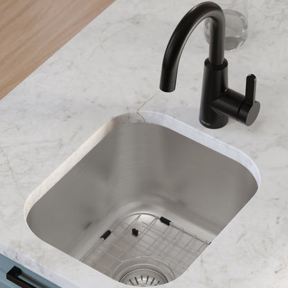 Profile 15" Undermount 16 Gauge Stainless Steel Single Bowl Bar Sink with Accessories