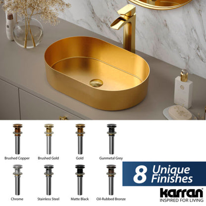 Pop-Up Bathroom Sink Drain with Overflow In Brushed Gold