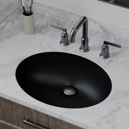19" Seamless Undermount Quartz Composite Bathroom Sink In Black