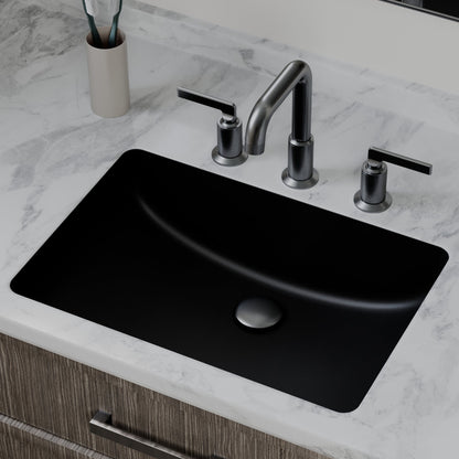 20" Seamless Undermount Quartz Composite Bathroom Sink In Black