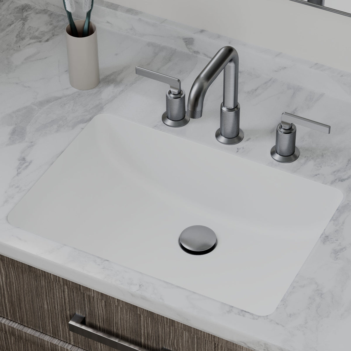 20" Seamless Undermount Quartz Composite Bathroom Sink In White