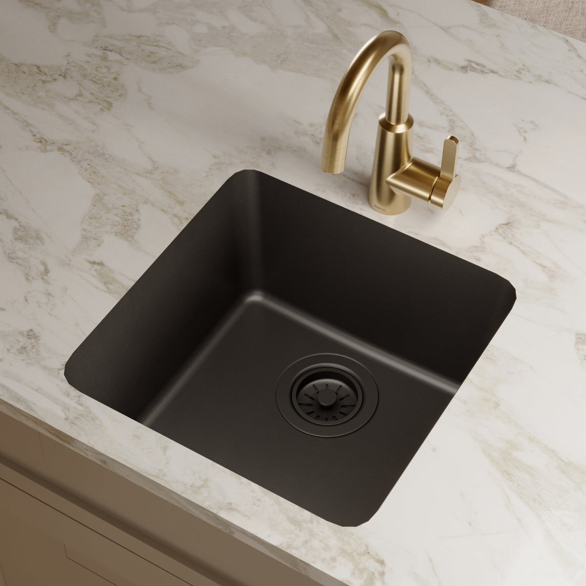 16-5/8" Seamless Undermount Quartz Composite Bar/Prep Sink In Black