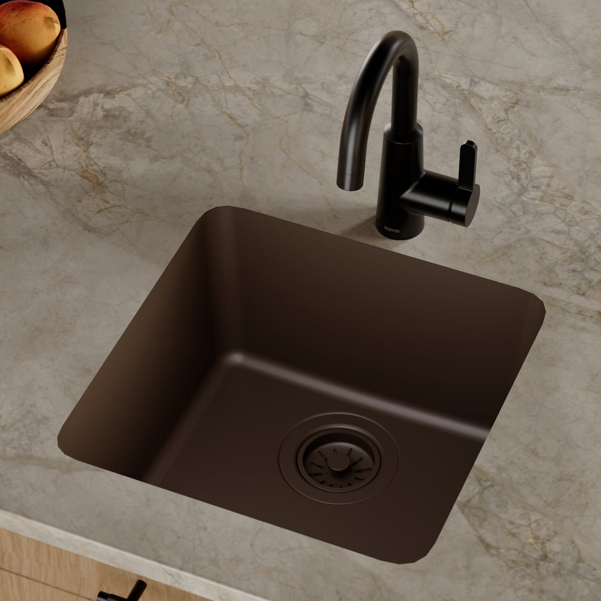 16-5/8" Seamless Undermount Quartz Composite Bar/Prep Sink In Brown