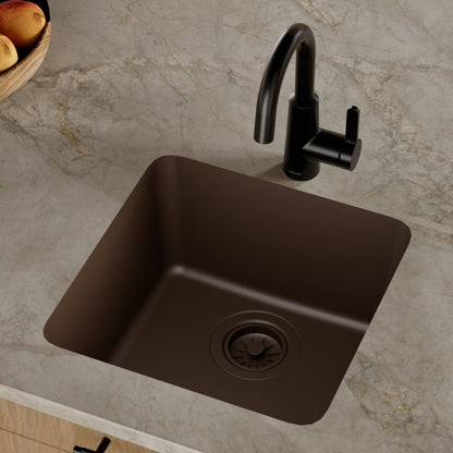 16-5/8" Seamless Undermount Quartz Composite Bar/Prep Sink In Brown