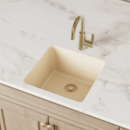 16-5/8" Seamless Undermount Quartz Composite Bar/Prep Sink In Bisque