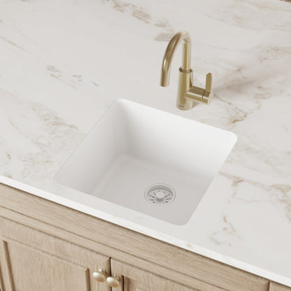 16-5/8" Seamless Undermount Quartz Composite Bar/Prep Sink In White