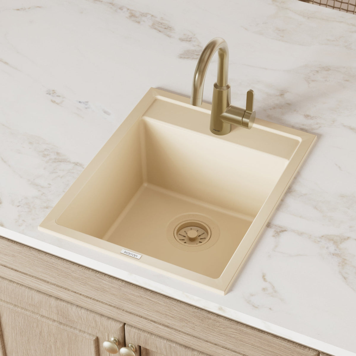 15-3/4" Top Mount Quartz Composite Bar/Prep Sink In Bisque