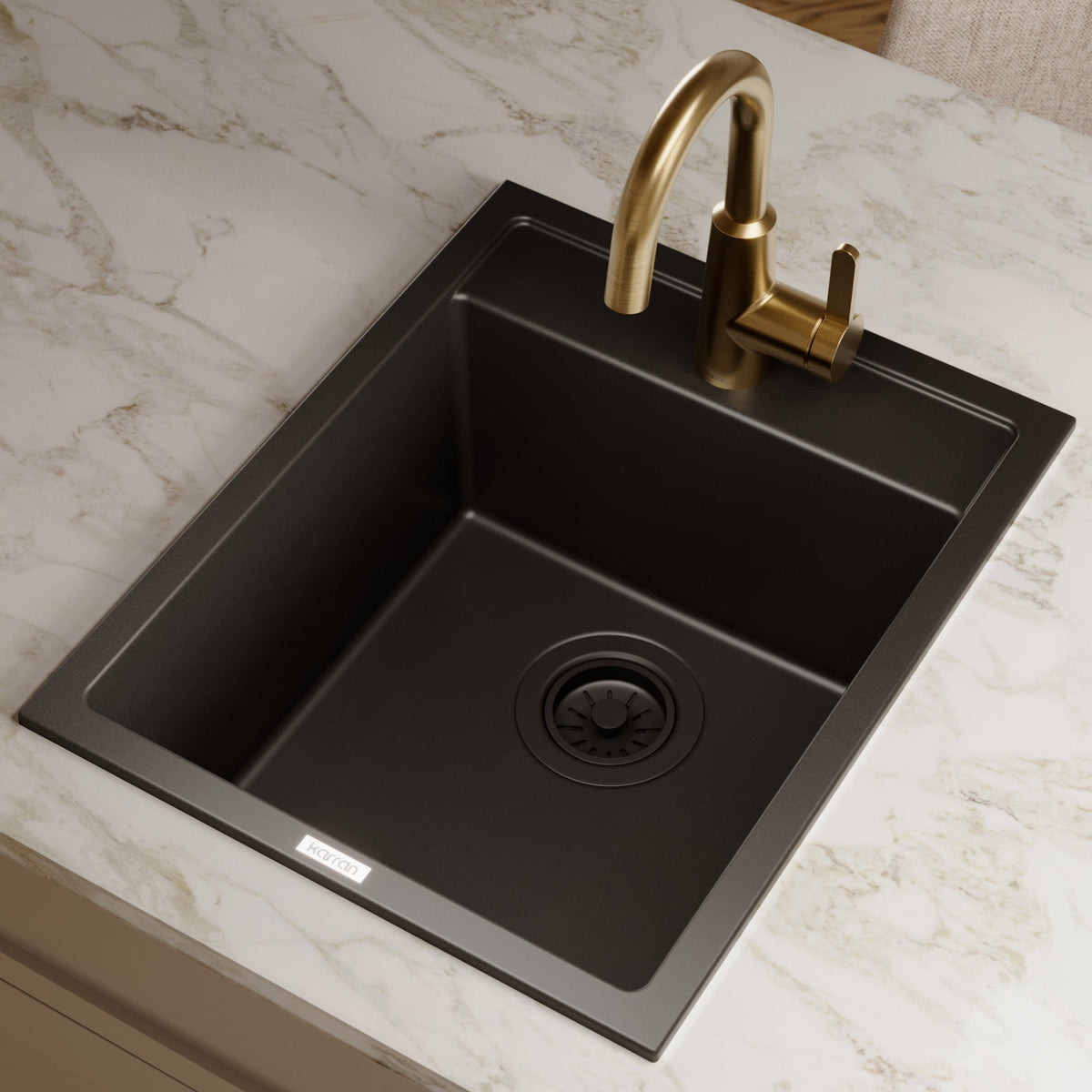 15-3/4" Top Mount Quartz Composite Bar/Prep Sink In Black