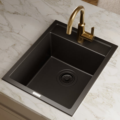 15-3/4" Top Mount Quartz Composite Bar/Prep Sink In Black