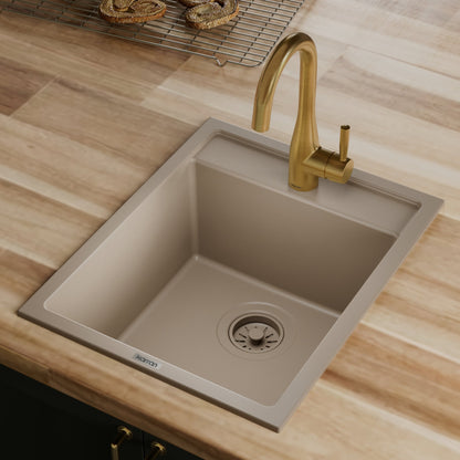 15-3/4" Top Mount Quartz Composite Bar/Prep Sink In Concrete