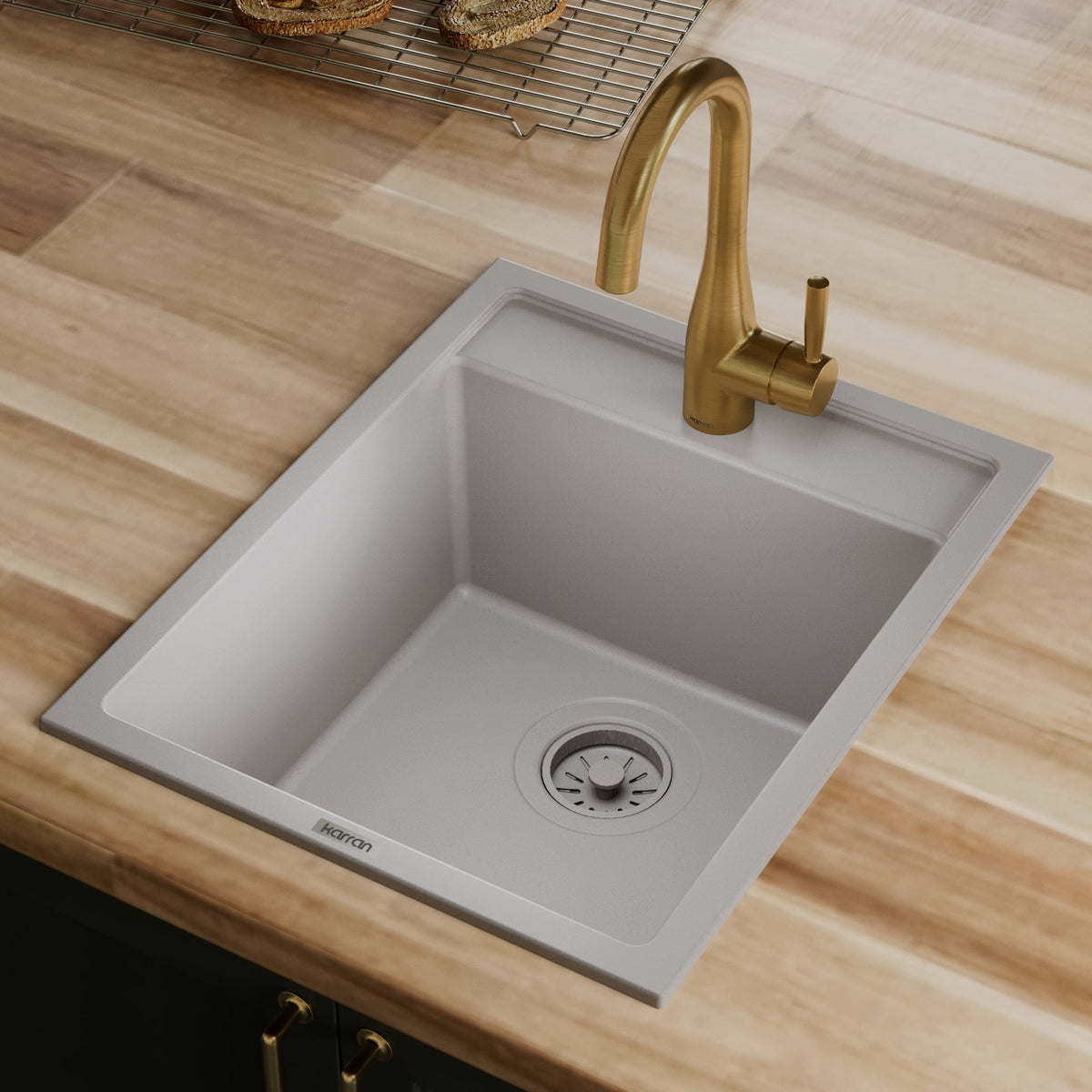 15-3/4" Top Mount Quartz Composite Bar/Prep Sink In Grey