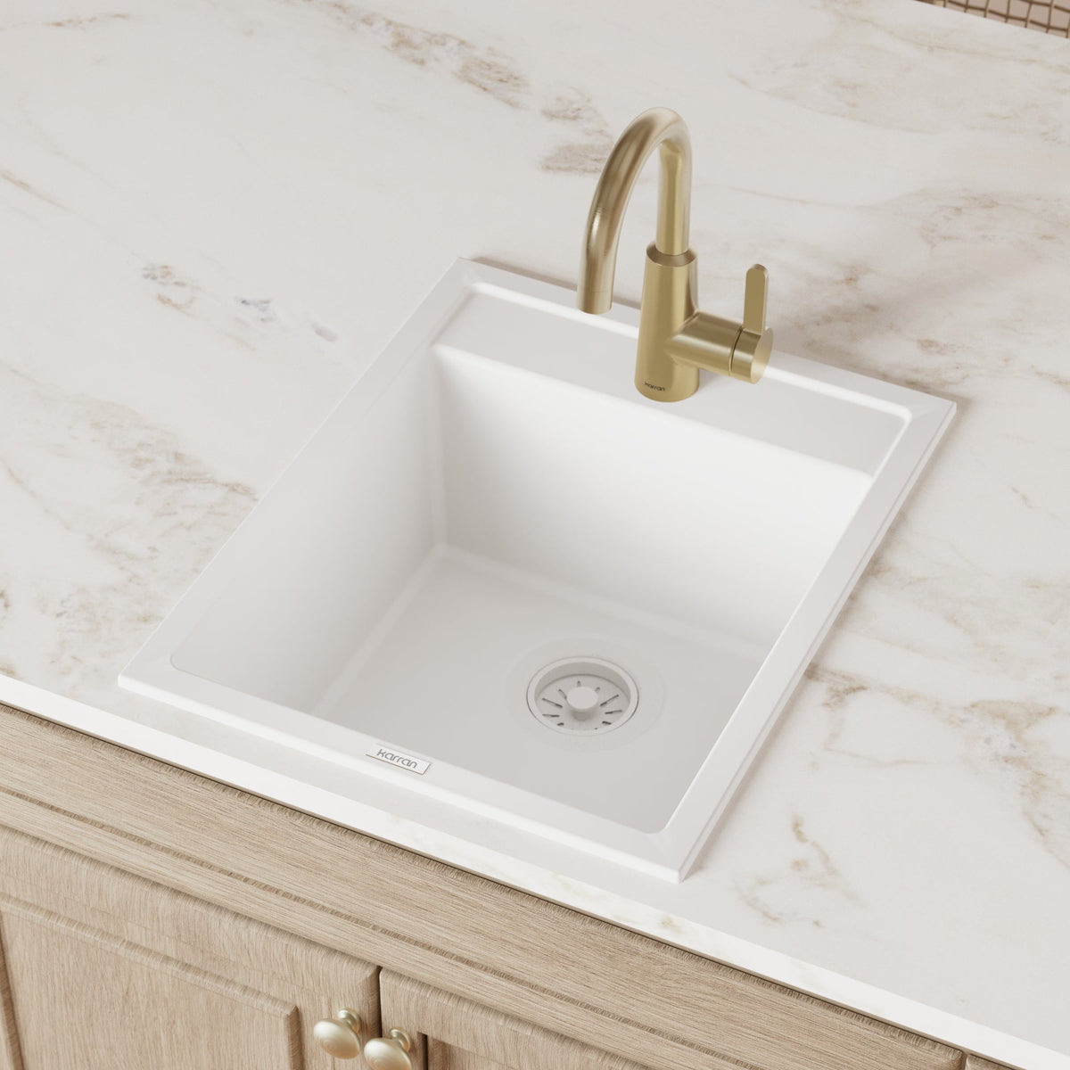 15-3/4" Top Mount Quartz Composite Bar/Prep Sink In White